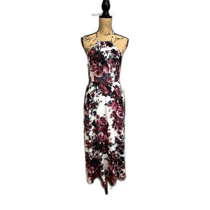 Extra Long Floral Halter Dress Size Small